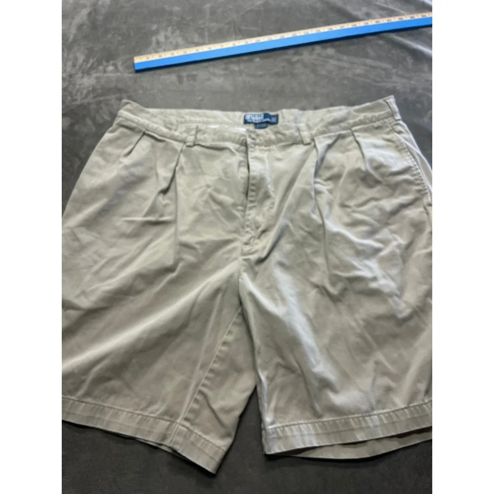 Polo Ralph Lauren Tyler‎ Short Mens 42 Khaki Tan Pleated Classic Chino Cotton
